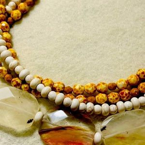 Handmade cream and mustard necklace
